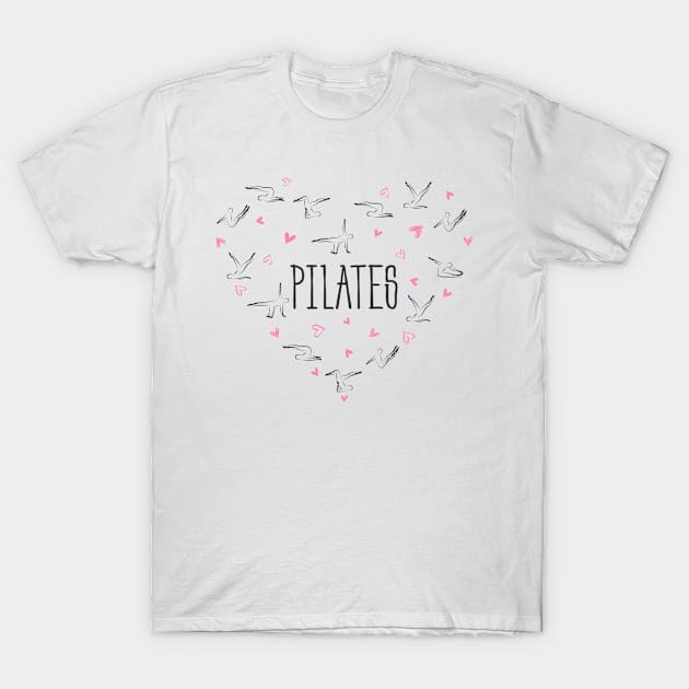 Pilates poses in shape of a heart T-Shirt by sashica